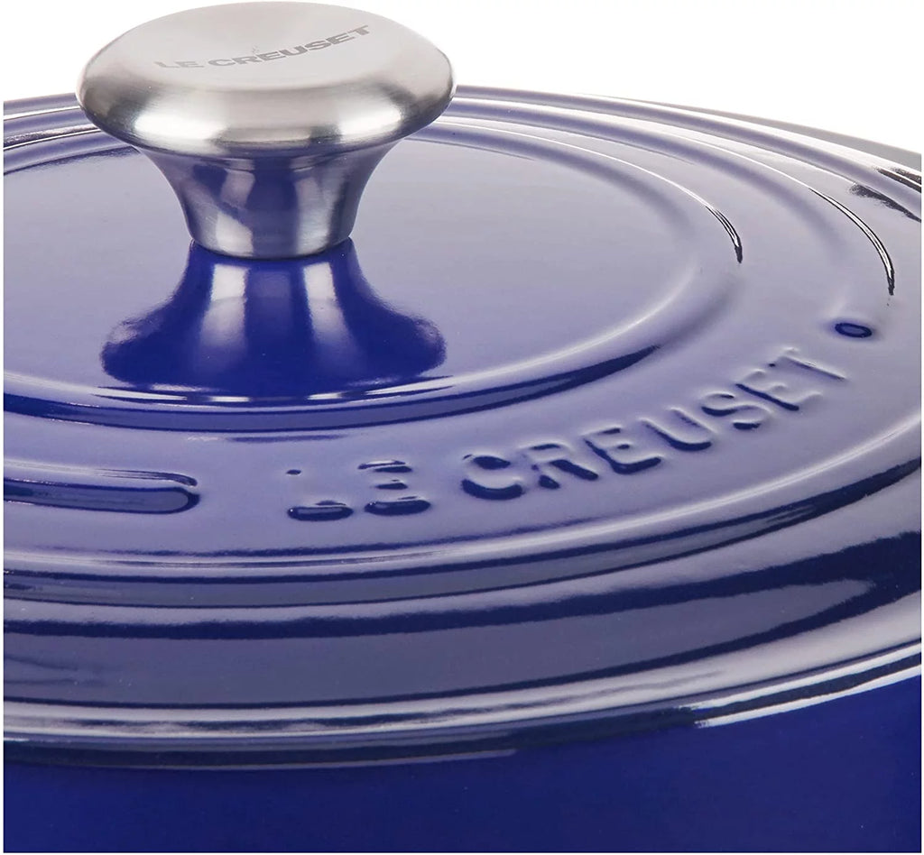 L Crst Enameled Cast Iron Signature Round Dutch Oven, 7.25 qt., Indigo I3131