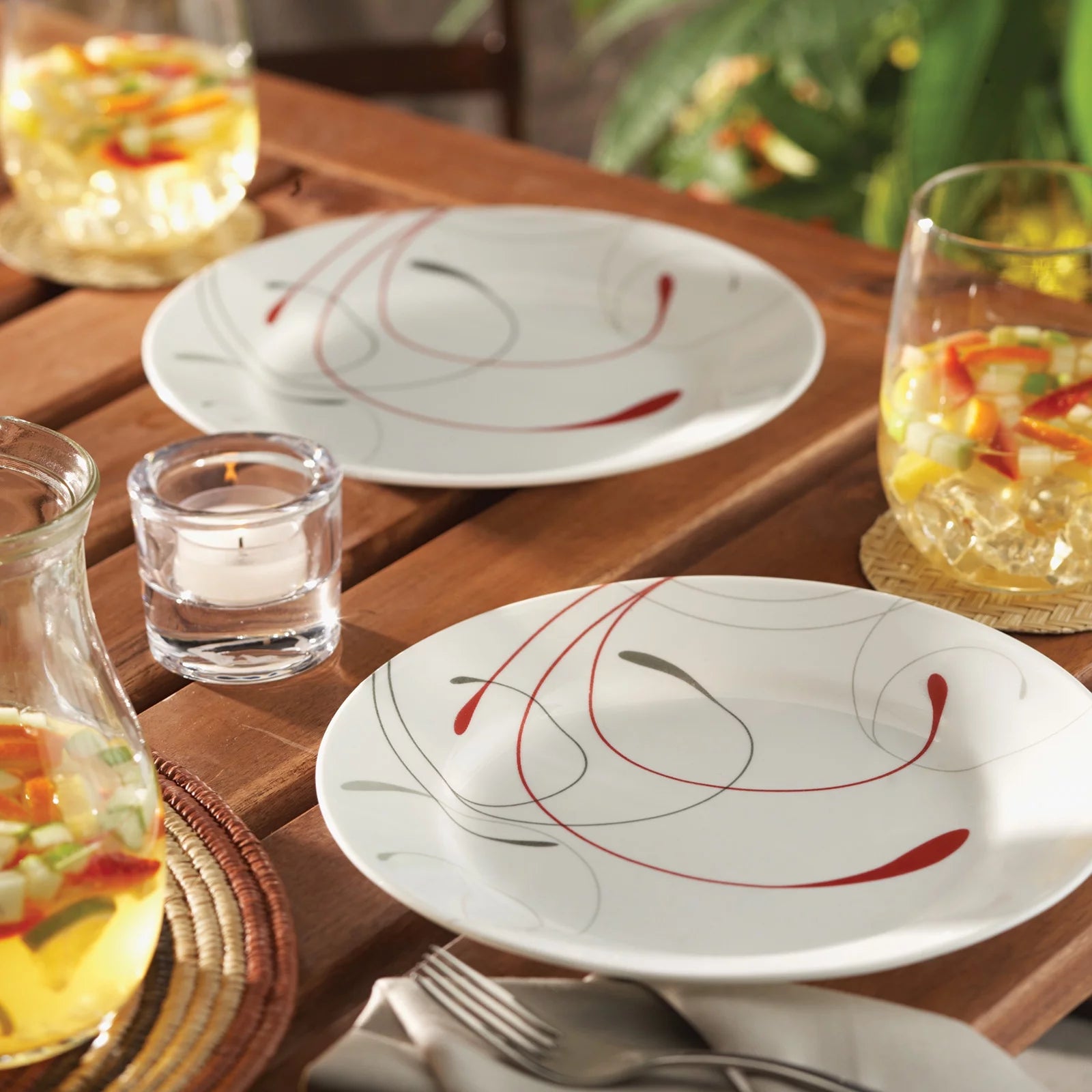 Corelle Splendor White and Red 12-Piece Dinnerware Set N484771