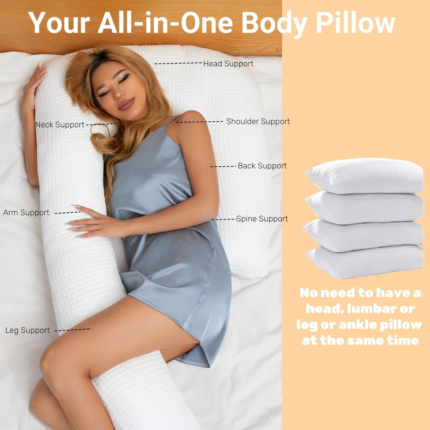 Full Body Pillow for Adults for Side and Back Sleepers, White C939330
