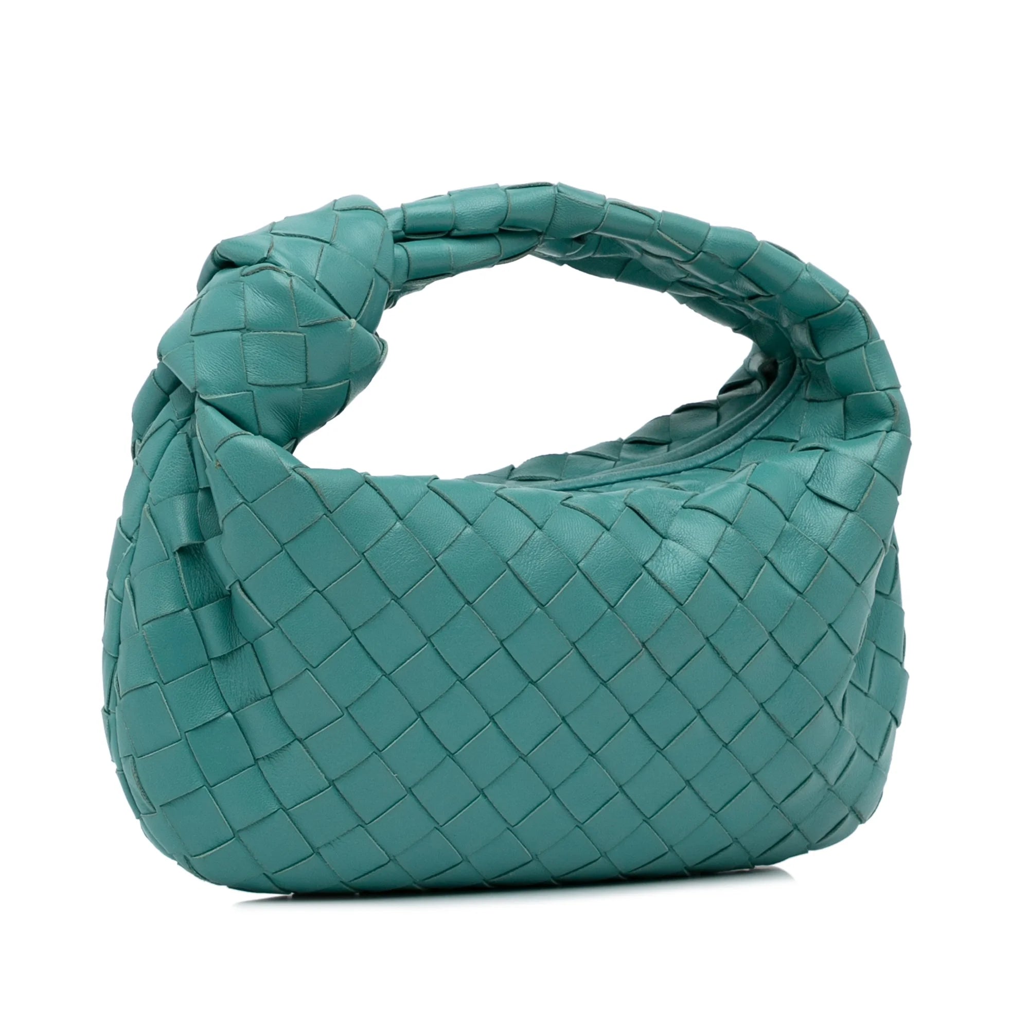 Bottega Veneta Mini Intrecciato Jodie Calf Leather Blue Handbag D874