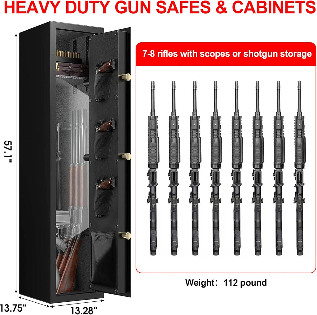 Extra Large Gun Safe for Rifles and Pistols with Removable Rack and LED Light J463