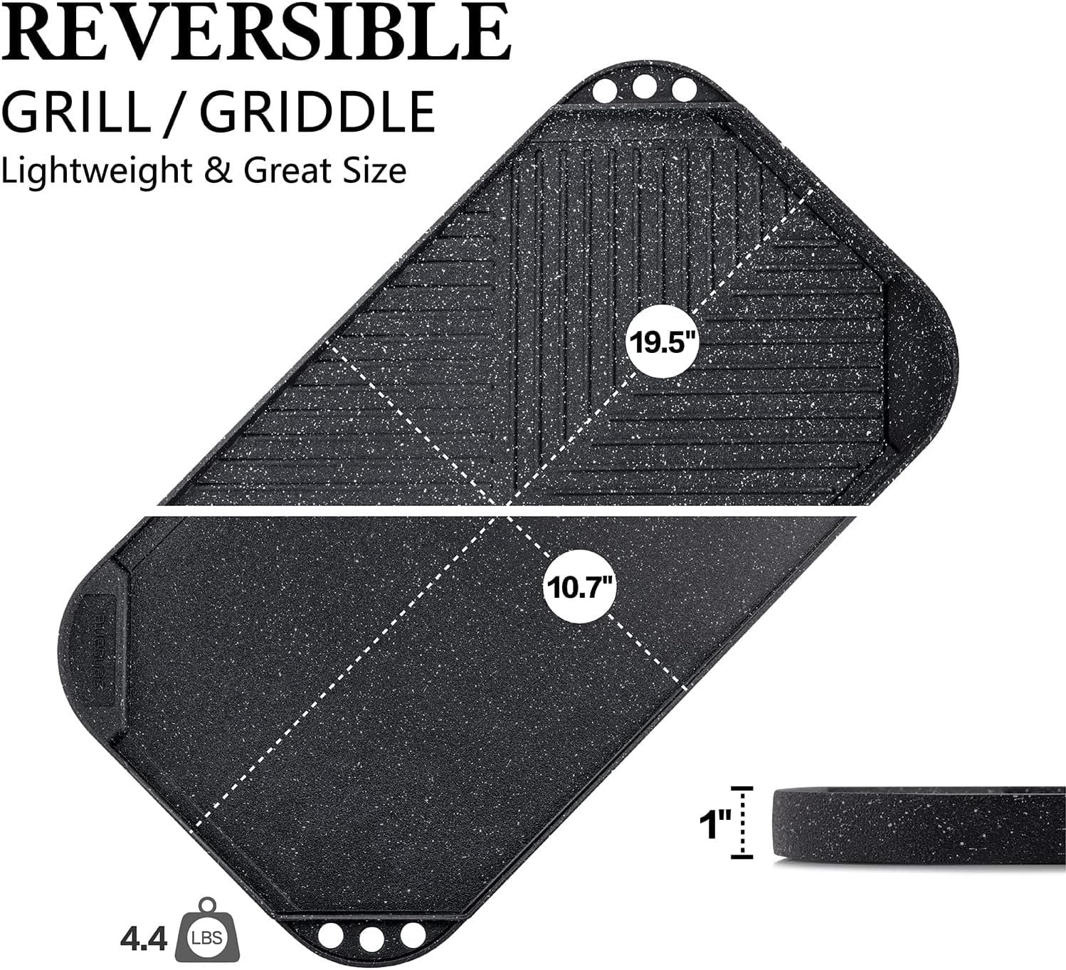 SENSARTE Nonstick Reversible Griddle Grill Pan for Stovetop and Camping, 19.5" x 10.7" W376999