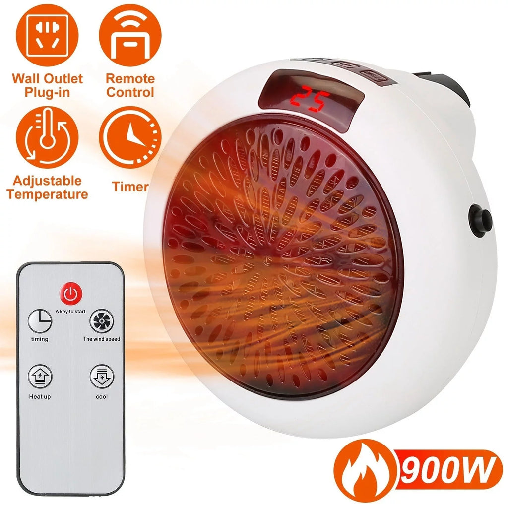 900W Portable Space Heater with Wall Outlet Plug-in T746