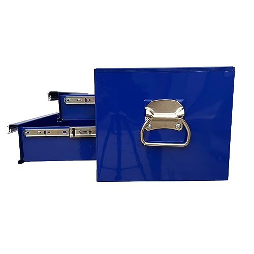 Industrial 2 Drawers Portable Metal Tool Box 26" Blue V6365