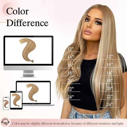 Platinum Blonde U Tip Hair Extensions Human Hair Keratin Fusion 24" R256791