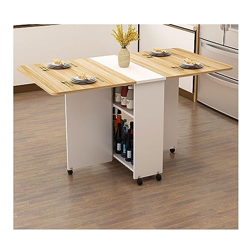 Extendable Drop Leaf Dining Table, Folding Kitchen Table, Wood, 140cm E925