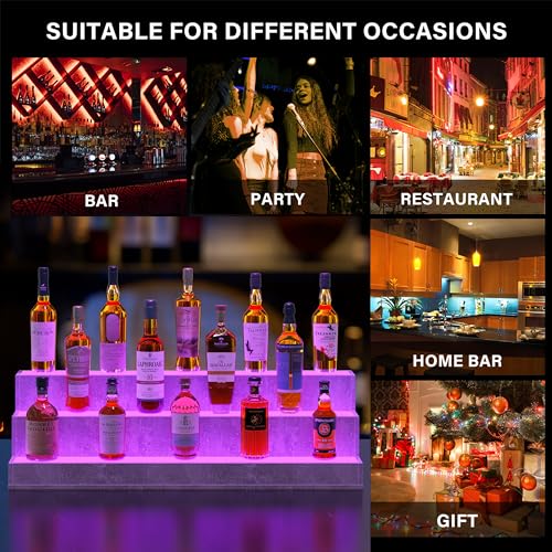 LED Lighted Liquor Shelves, 24 Inch Bar Bottle Display Shelf with App & Remote Control C8503