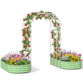 Galvanized Raised Garden Bed with 85" H Arch Trellis, Metal Raised Garden Bed Kit with Trellis for Climbing Vegetables Flowers Herbs, Planter Box with Plant Ties and Climbing Netting