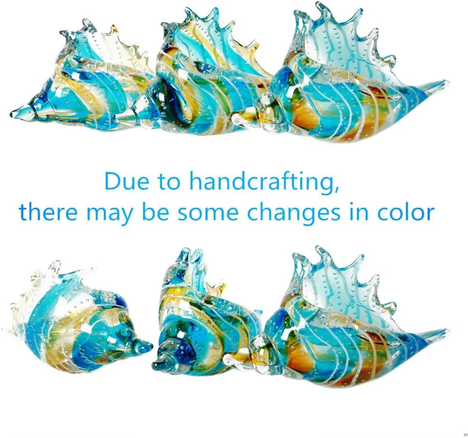 Hand Blown Glass Conch Figurine Sea Animal Ornament K3783