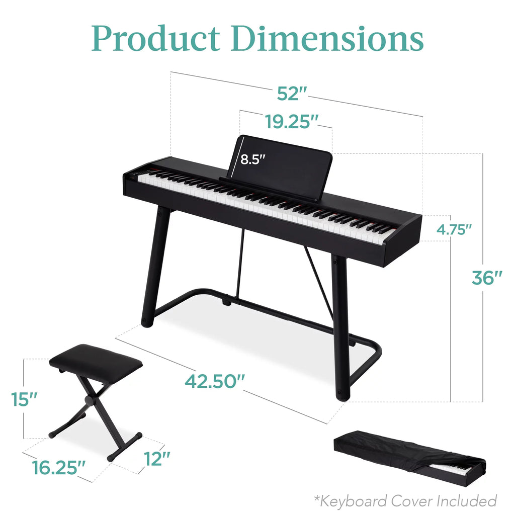 Best Choice Products 88-Key Weighted Digital Piano Set with Stand, Pedals, Stool, Cover N520745