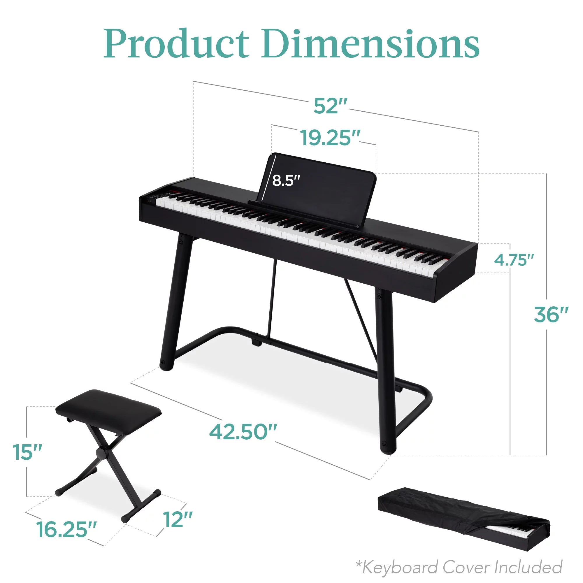 Best Choice Products 88-Key Weighted Digital Piano Set with Stand, Pedals, Stool, Cover N520745