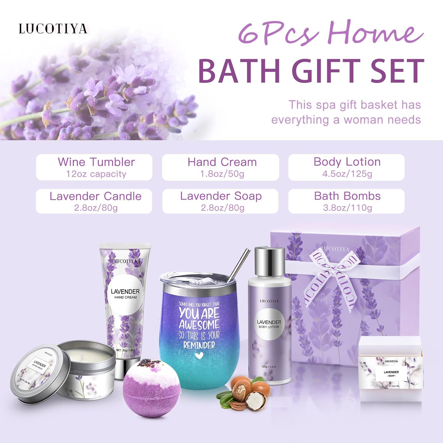 Lavender Bubble Bath and Body Gifts Set for Women G620