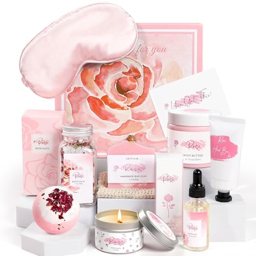 Lavender Spa Gifts Set, 11 Pcs Bath Gift Set for Women, Relaxing Spa Gifts, Bath Spa Gift Basket for Women, Self Care Gifts, Care Package, Home Spa Products, Birthday Gifts for Women, Lavender Gifts