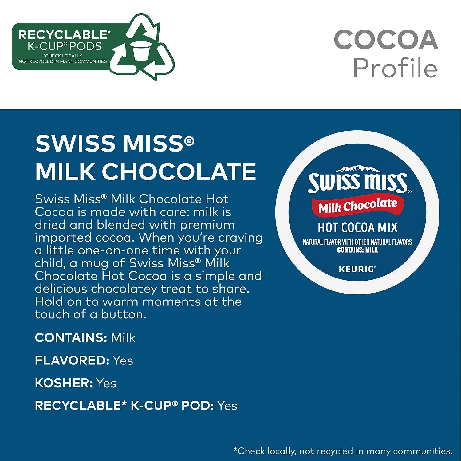 Swiss Miss Milk Chocolate K-Cups 16-pk for Keurig V457