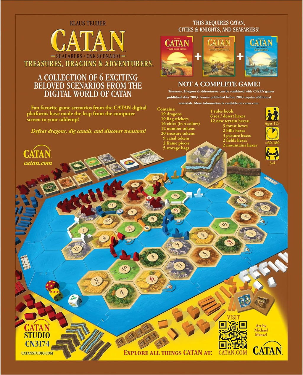 CATAN Treasures, Dragons and Adventurers Scenario Expansion - Strategy Board Game for Family, Ages 12+, 3-4 Players H118693