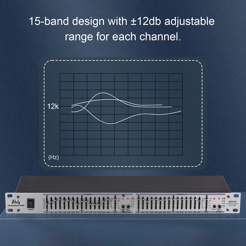 Btuty EQ-215 Dual Channel 15-Band Equalizer 1U Rack Mount Graphic Equalizer L447110