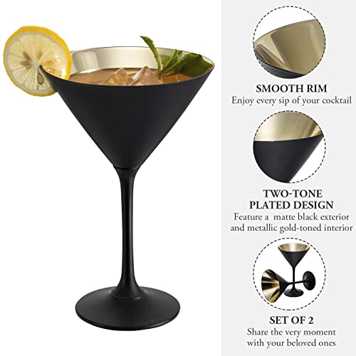 MyGift 8 oz Copper Tone Martini Glasses, Set of 2 X9381