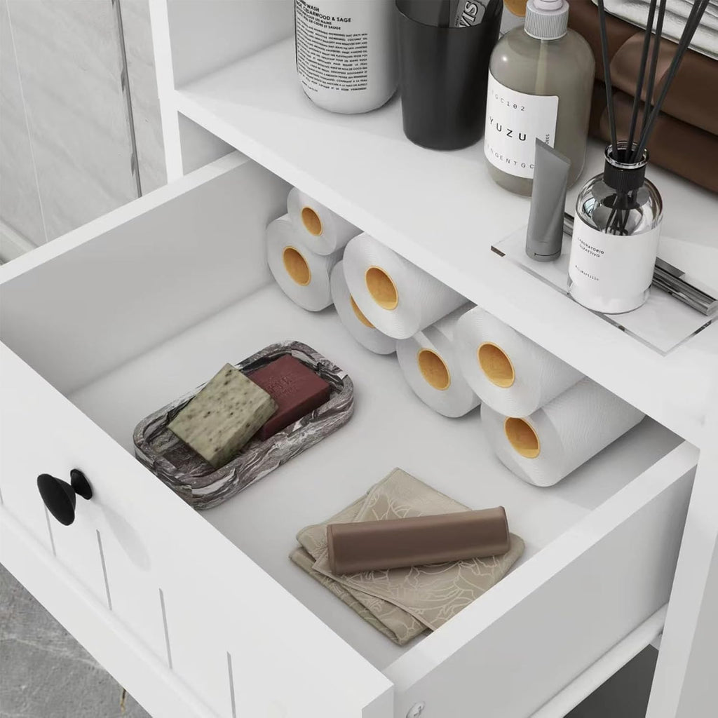 Compact Laundry Sorter Cabinet with Tilt-Out Basket Drawer, White P100