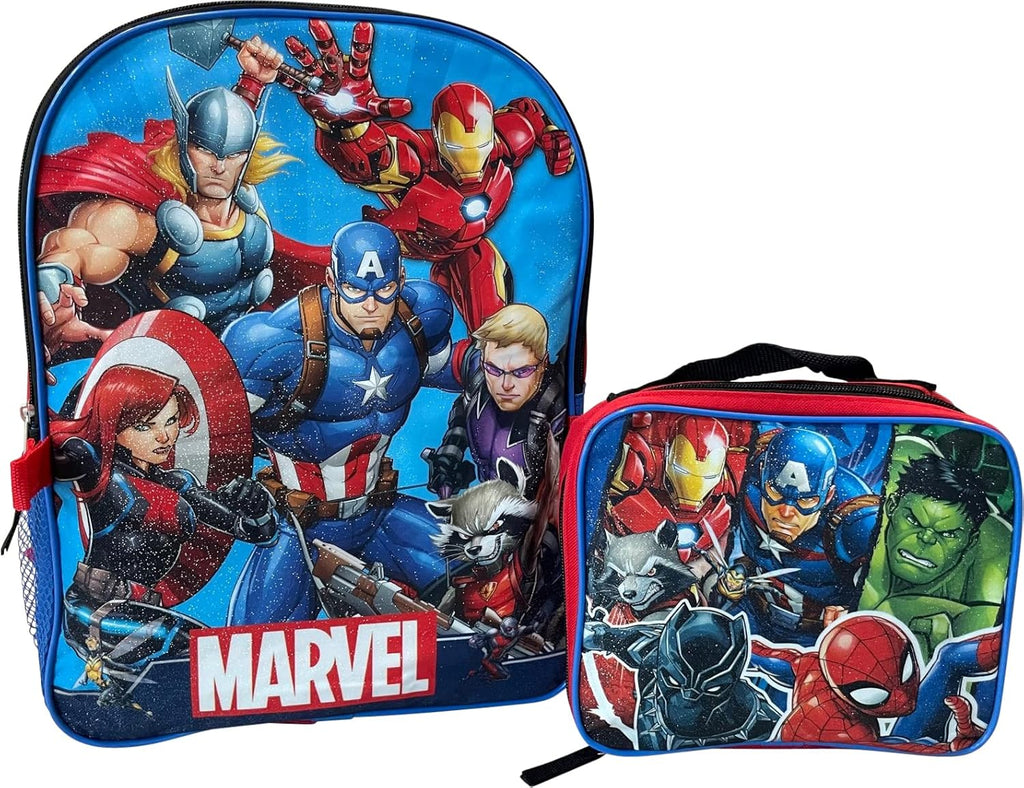 Marvel Avengers 15 Inch Kids Backpack with Removable Lunch Box Set I923900
