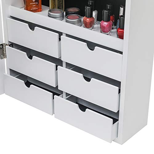 Bonnlo Jewelry Armoire with LED Lights, Lockable Storage Cabinet, White A227