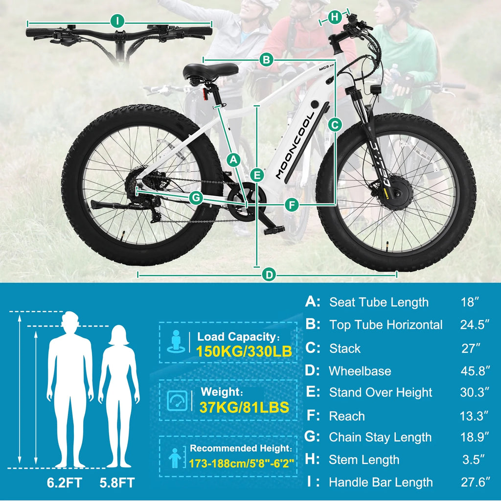 ABORON Electric Bike for Adults, 1000W Dual Motor AWD, 26" Fat Tire Mountain Ebike P938410