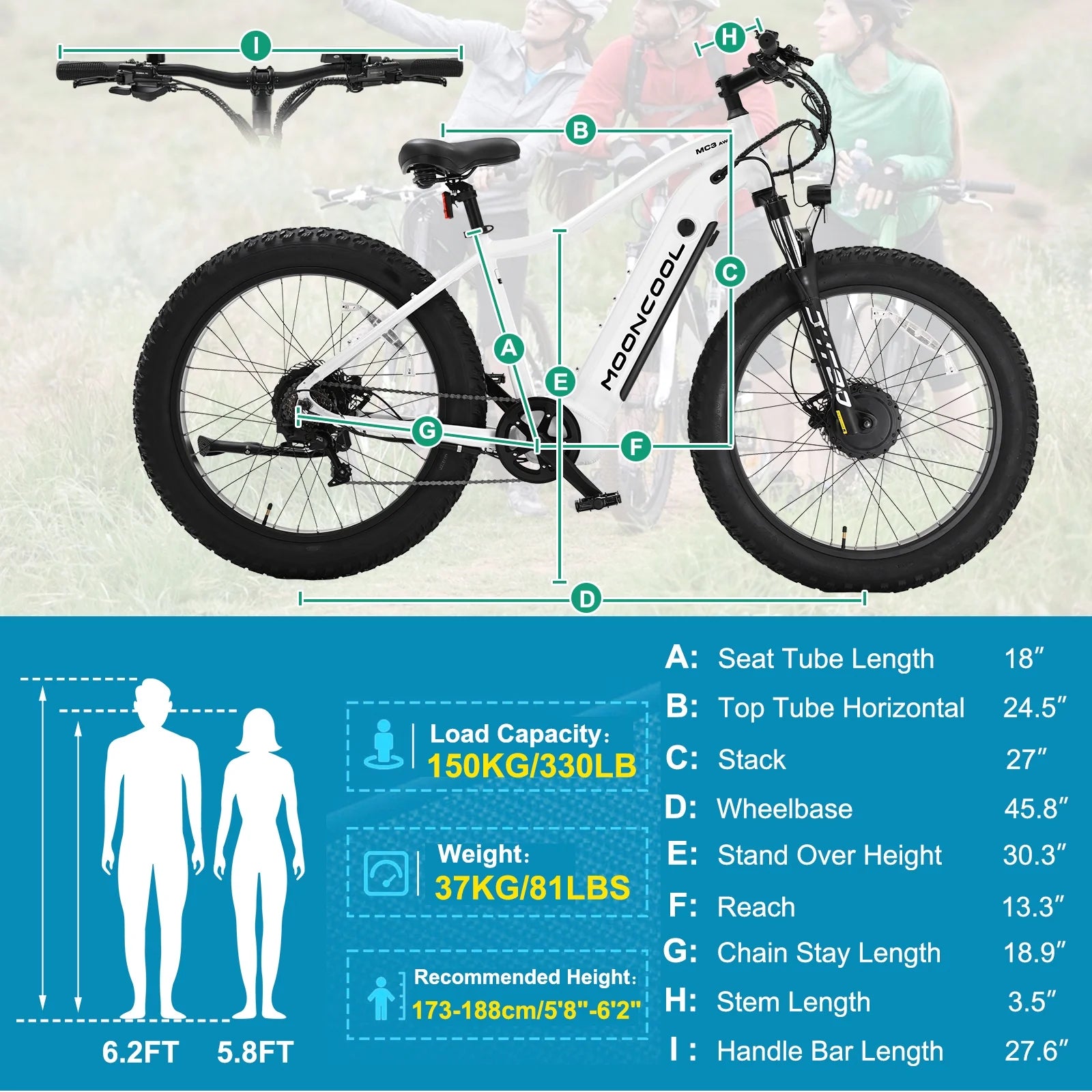 ABORON Electric Bike for Adults, 1000W Dual Motor AWD, 26" Fat Tire Mountain Ebike P938410