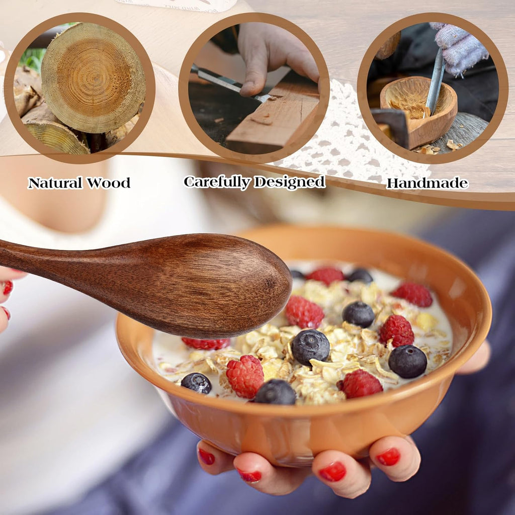 6Pcs Small Wooden Spoons 5.5 Inches for Cooking Soup Tea Coffee E122