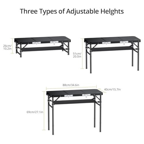 Folding Camping Table 3ft Portable Aluminum with Storage Net U842