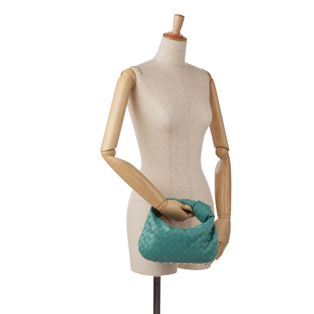 Bottega Veneta Mini Intrecciato Jodie Calf Leather Blue Handbag D874