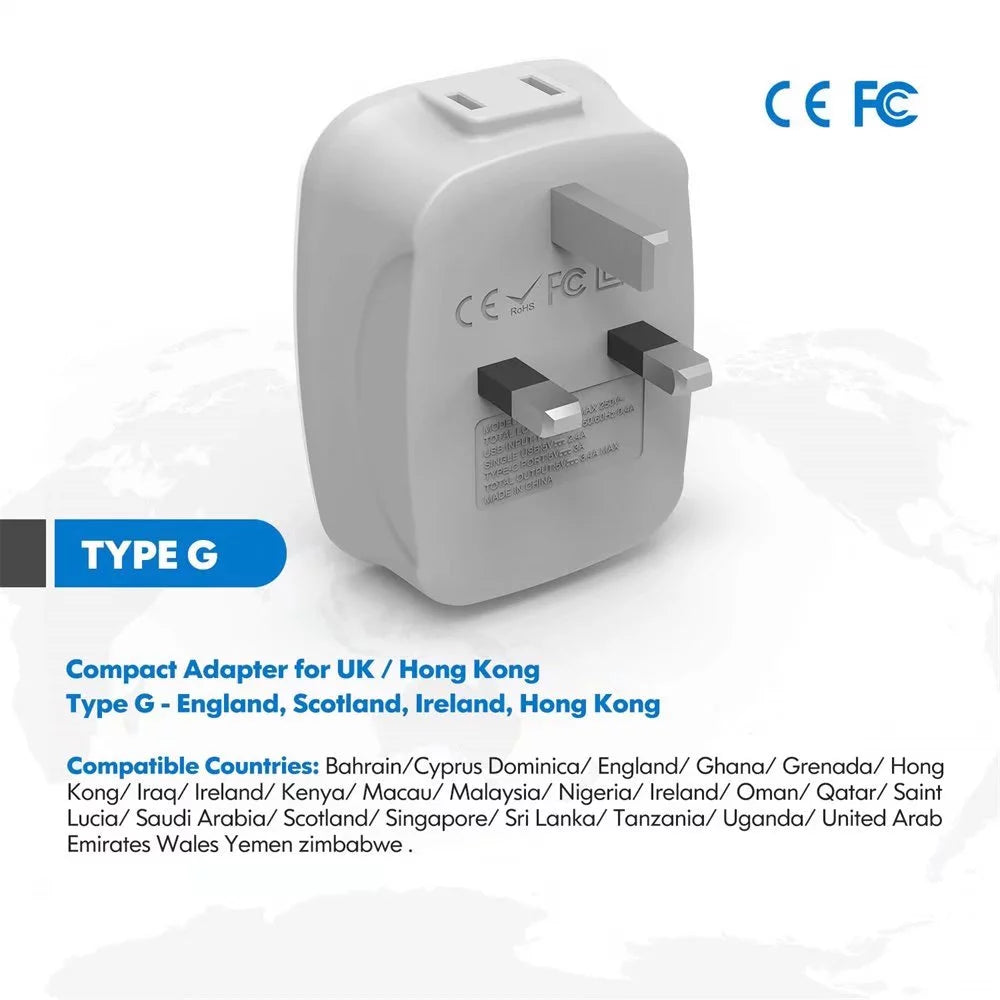 VINTAR Travel Adapter US to UK, Type G Plug, 4 USB Ports, 2 Pack C363257