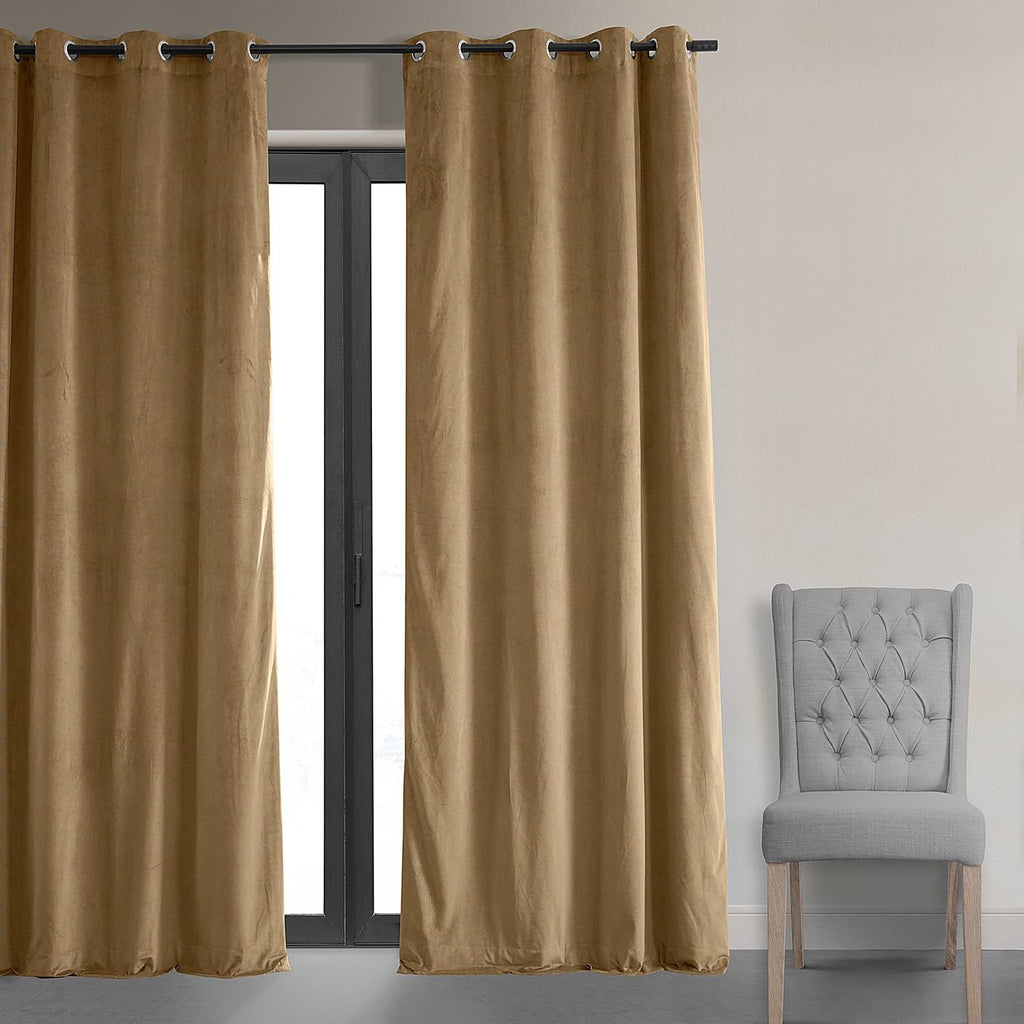 HPD Half Price Drapes Signature Grommet Blackout Velvet Curtains 50 x 96, Amber Gold L2171