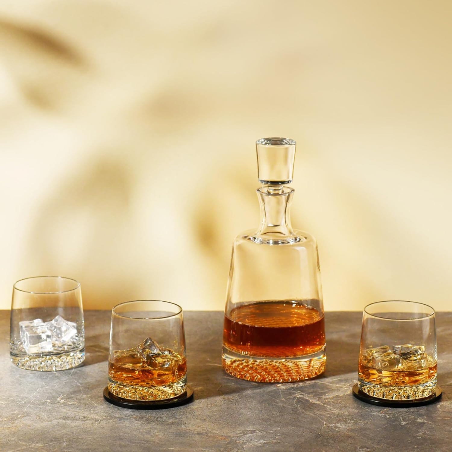 KROSNO Whisky Glass Decanter Set with 6 Glasses, Fjord Collection V8603