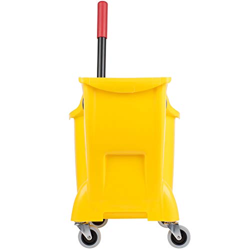 Rubbermaid Commercial 31 QT Tandem Mop Bucket with Wringer on Wheels, Yellow E9339
