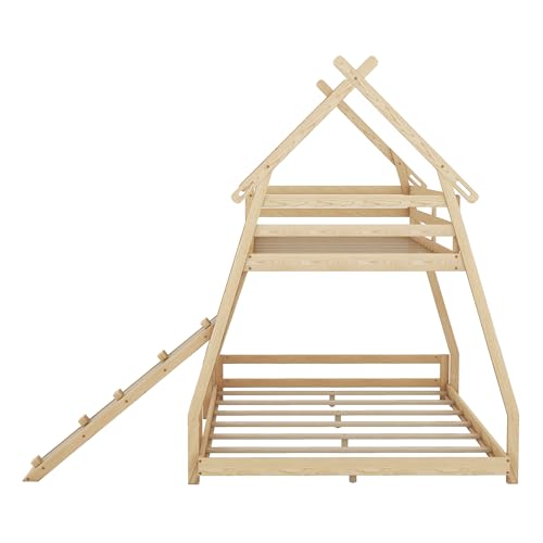 Twin House Loft Bed with Storage Shelves, Guardrails and Ladder, Gray Z602097