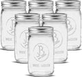 Wide Mouth Mason Jars 32 oz - (6 Pack) - Clear Glass Quart Mason Jars With Airtight Lids and Bands