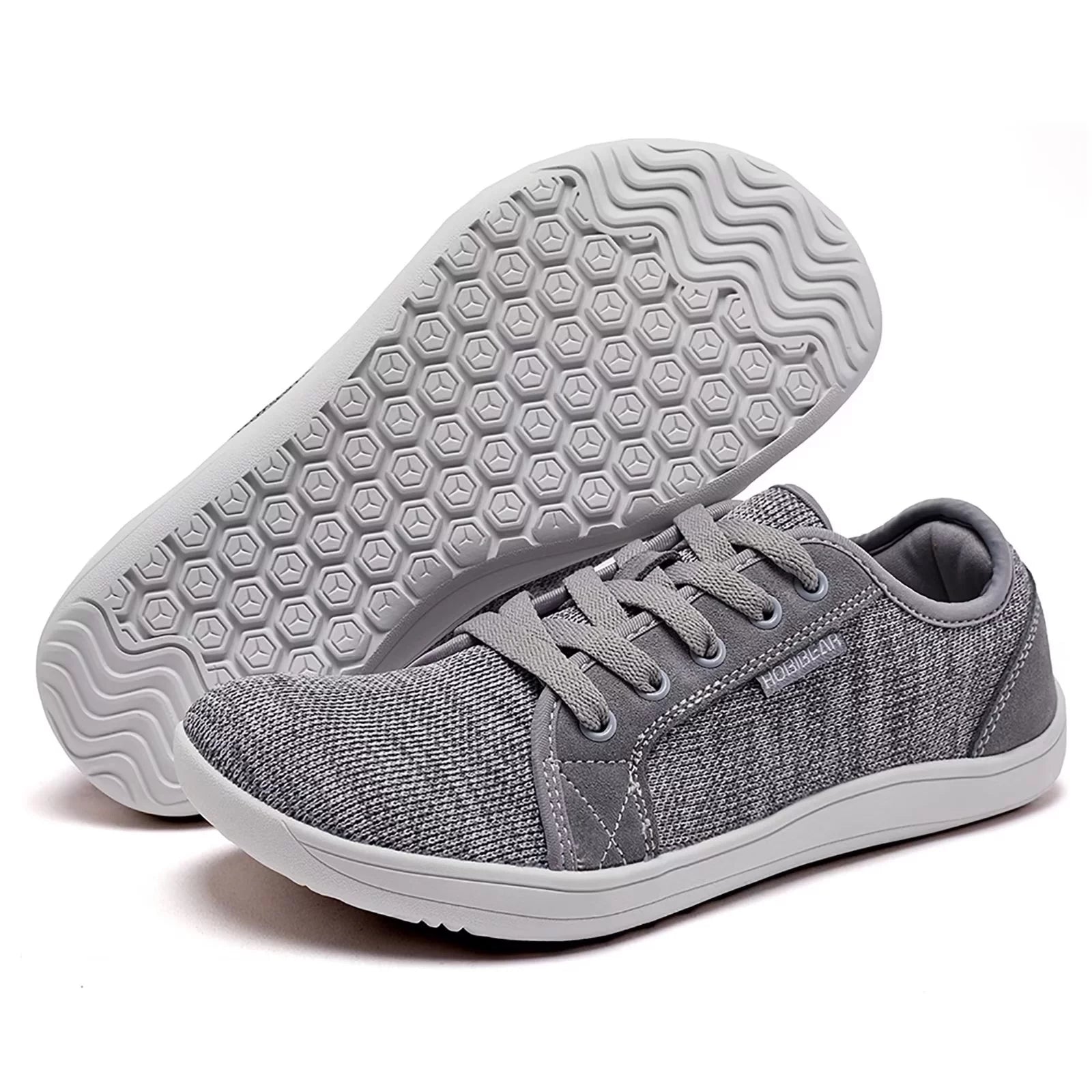 Hobibear Men's Wide Toe Box Shoes Minimalist Shoes Casual Barefoot Shoes Zero Drop Shoes Light Gray 8