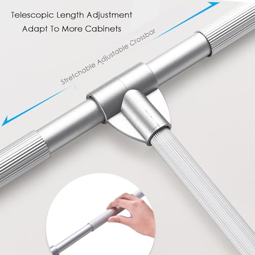 Pull Down Closet Rod, Extendable Adjustable Wardrobe Organizer, Silver B596826