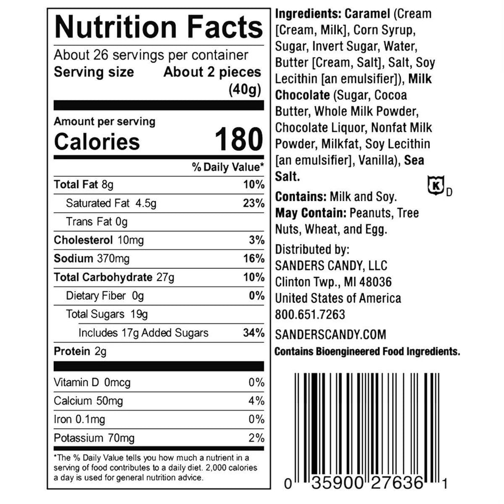 Sanders Milk Chocolate Sea Salt Caramel Candy, 36 oz P78962