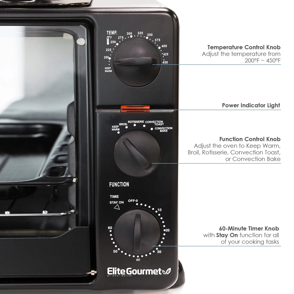 Elite Gourmet ERO-2008S 6 Slice Toaster Oven Broiler with Rotisserie Q68193