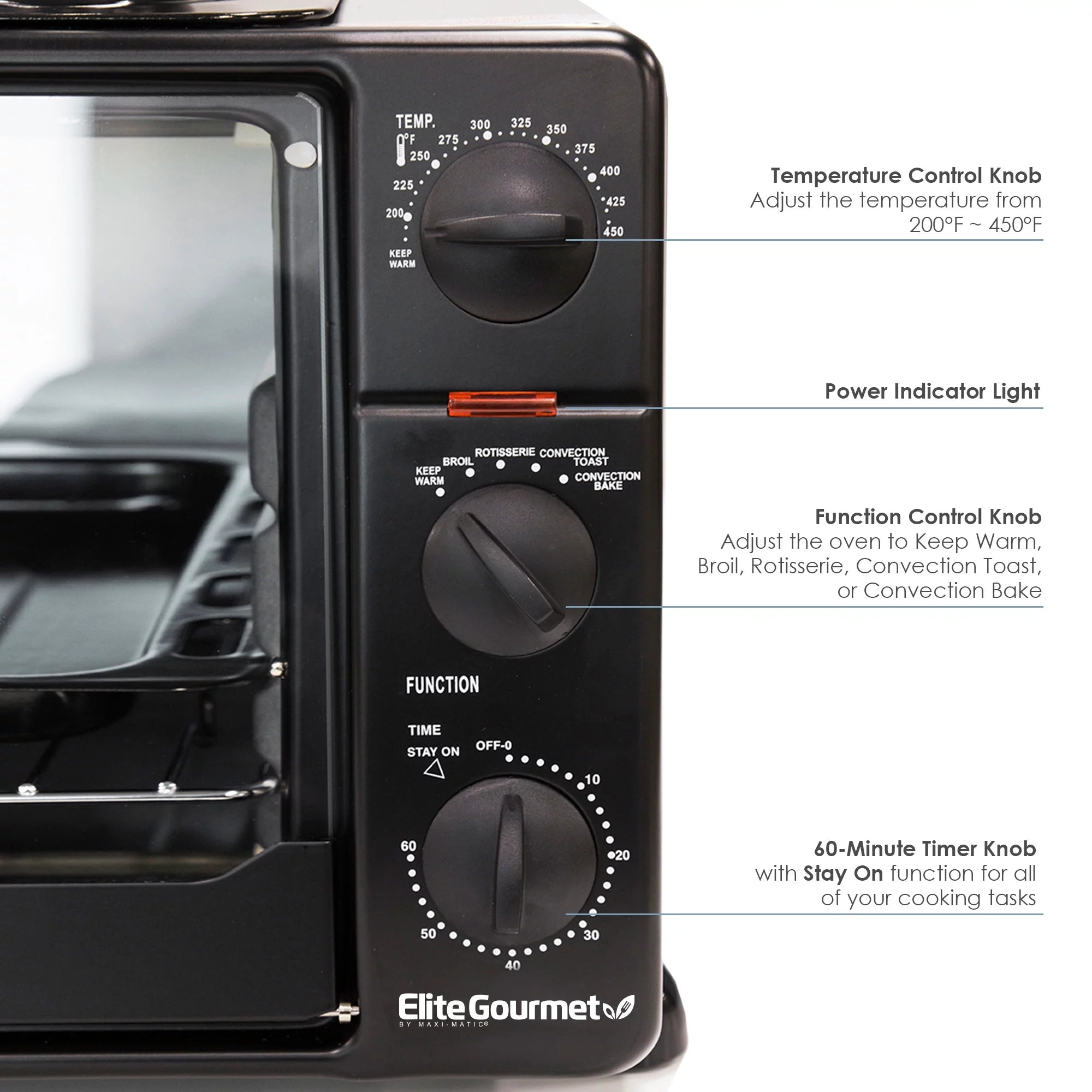 Elite Gourmet ERO-2008S 6 Slice Toaster Oven Broiler with Rotisserie Q68193