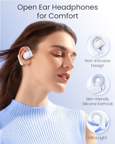 TAGRY Open Ear Headphones Wireless Earbuds Bluetooth 5.3 IPX7 White D890821