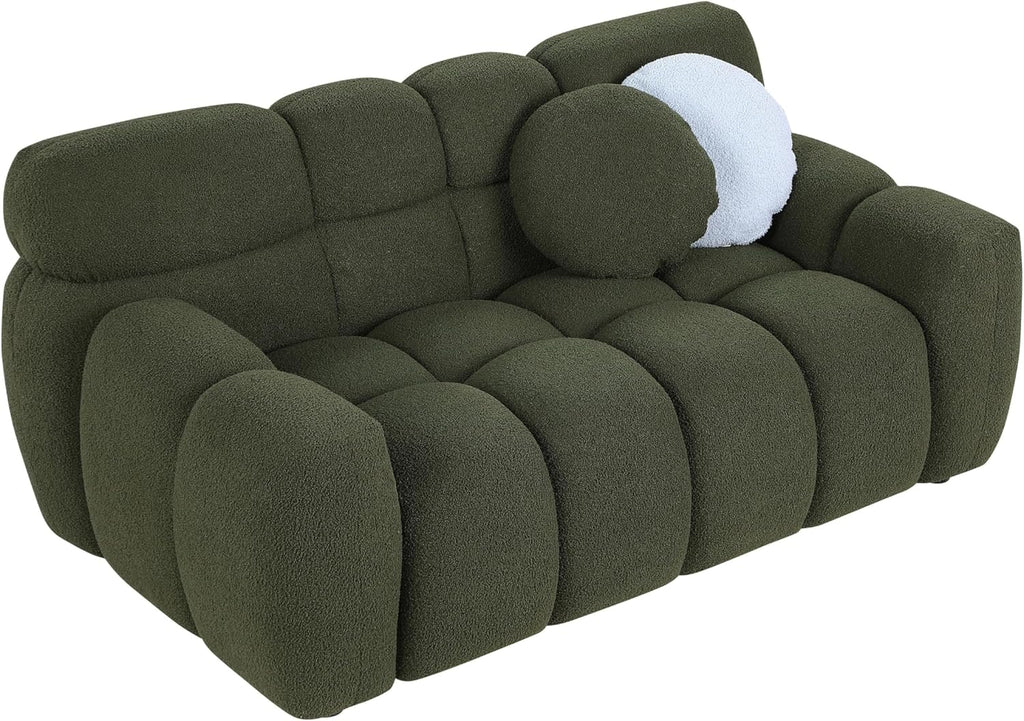 Modern Loveseat Sofa Olive Green Recliner Couch with Pillows B6984
