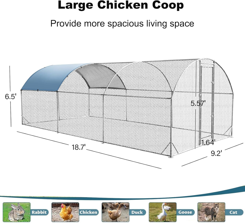 Large Metal Chicken Coop Walk-in Poultry Cage with Waterproof Cover P7504