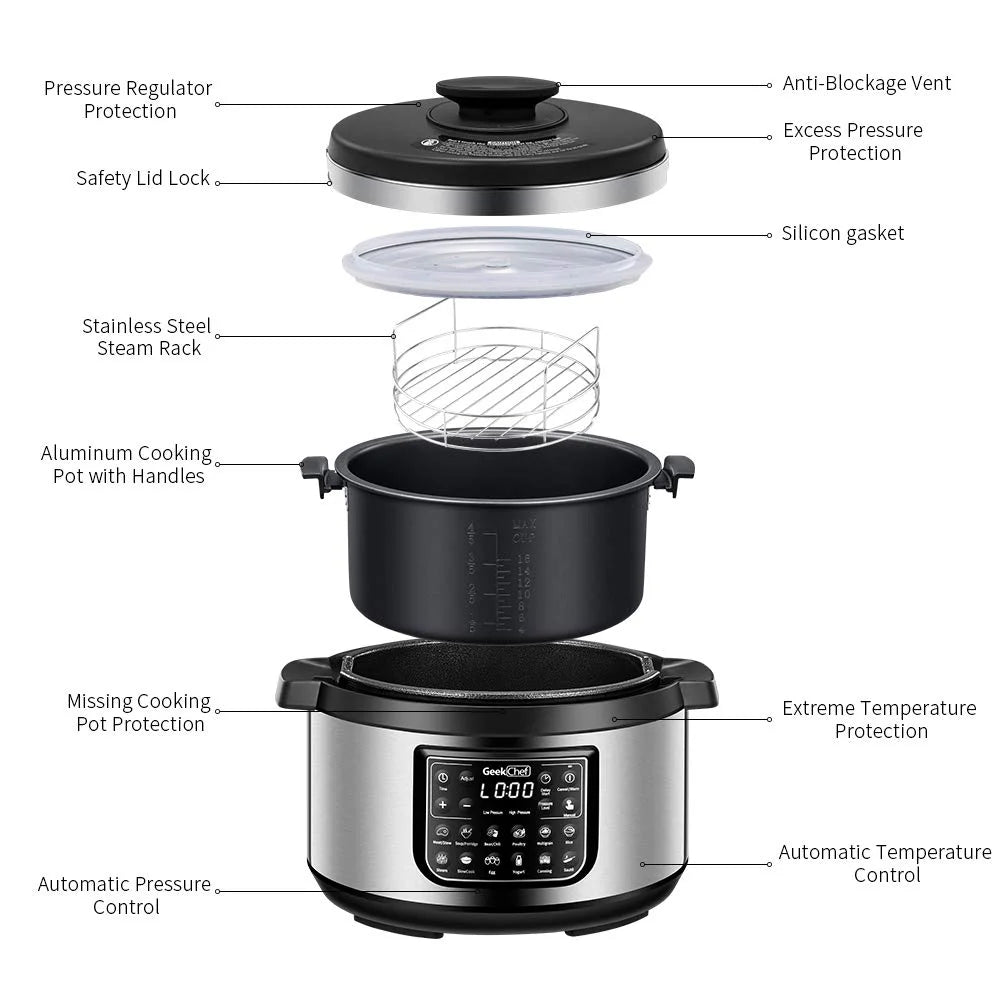 12-In-1 Electric Pressure Cooker, Stainless Steel P67684