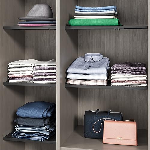Expandable Closet Shelf Organizer, Adjustable Storage Shelving, White, Set of 2 F103