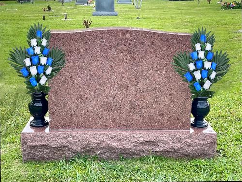 2 Sets Artificial Cemetery Flowers with 2 Nail Vases, Outdoor Grave Decorations L71549
