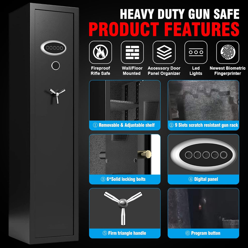 Extra Large Gun Safe for Rifles and Pistols with Removable Rack and LED Light J463