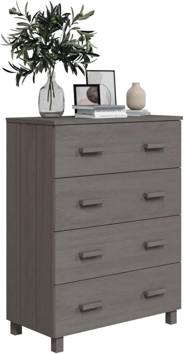Tidyard Sideboard Buffet Cabinet, Pine Wood Storage Cabinet with 3 Drawers, Light Gray W728
