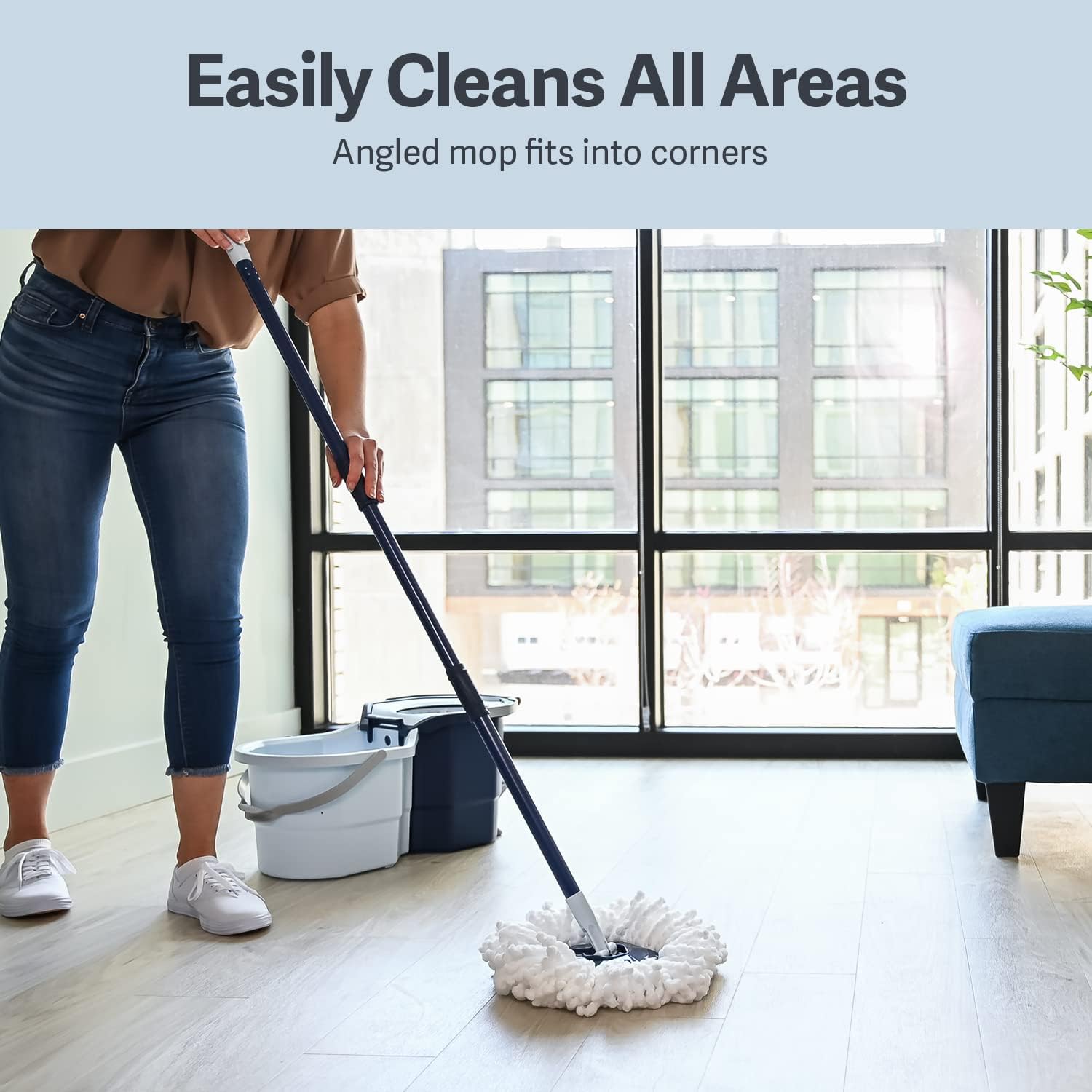 Casabella Clean Water Spin Mop with 2-Bucket System, Blue/White H513001
