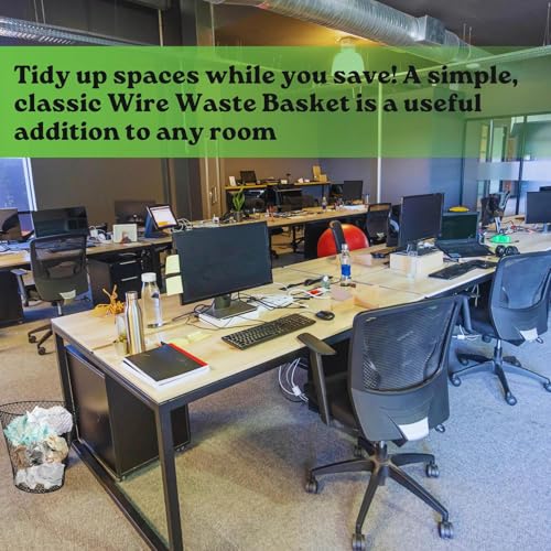 Wire Mesh Round Waste Basket 9 Inch Black A737